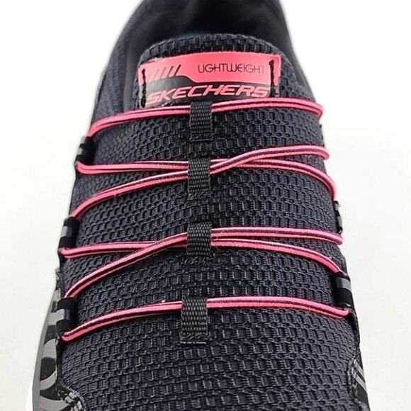 Skechers Women's Equalizer Black Pink Slip On Shoes Ultra Lightweight Size 8 - Picture 9 of 16